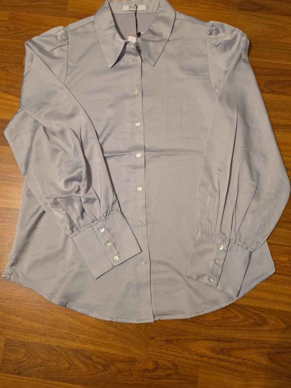 Pale Gray Button-Down Shirt